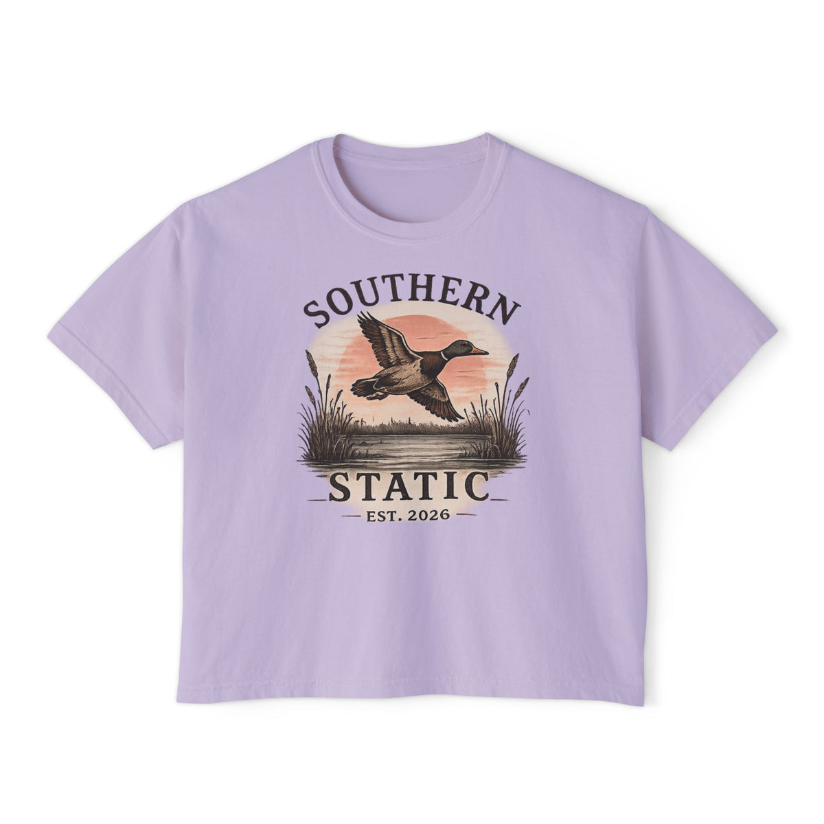 Southern Static Duck Tee — Women's Boxy Hunting Shirt