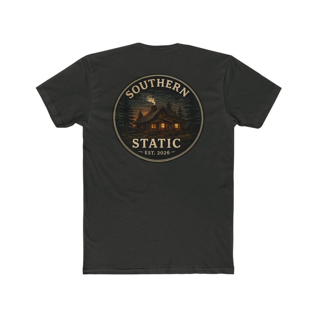 Southern Static Cabin Tee — Rustic Mountain Logo T-Shirt