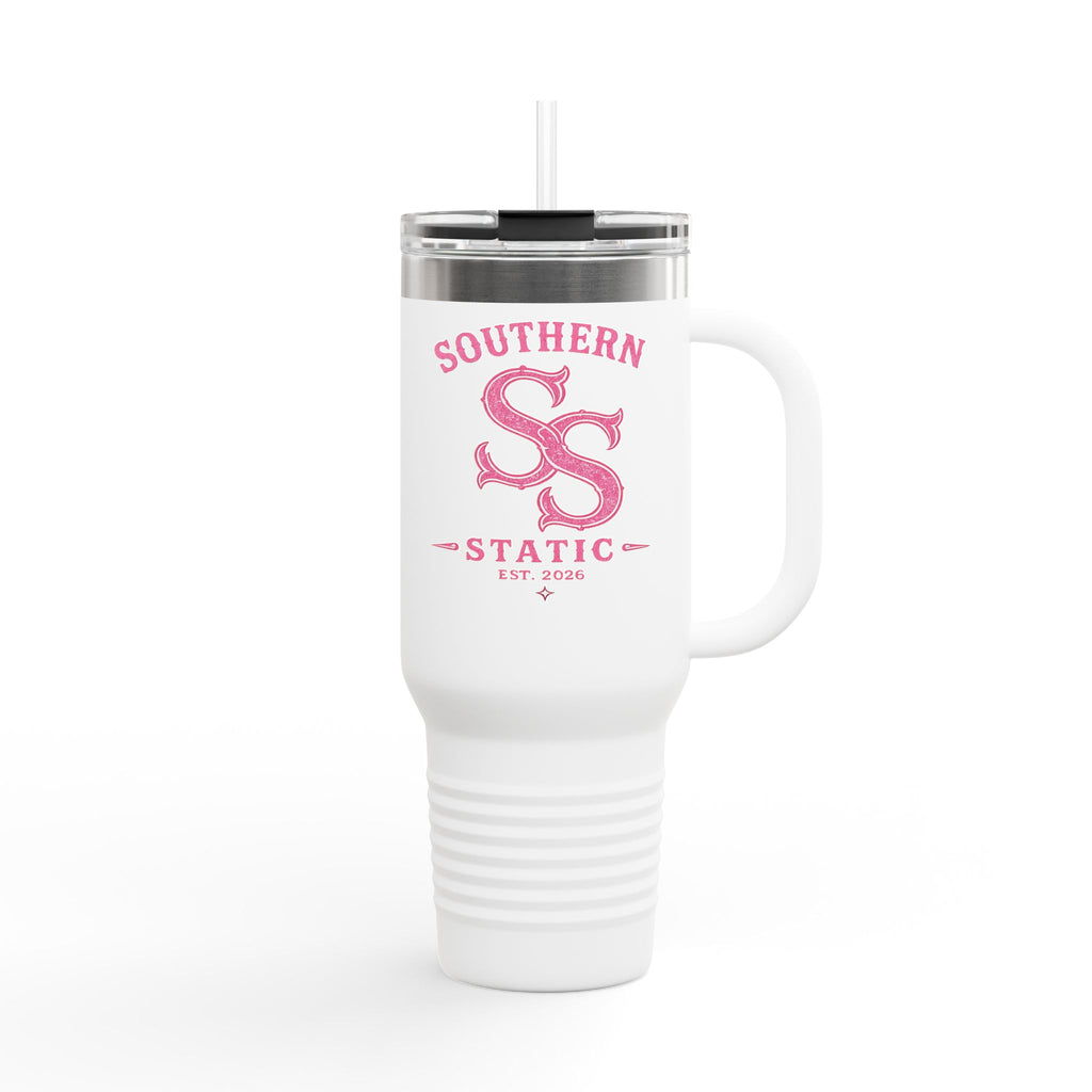 40oz Insulated Travel Mug — Southern Static Pink Logo