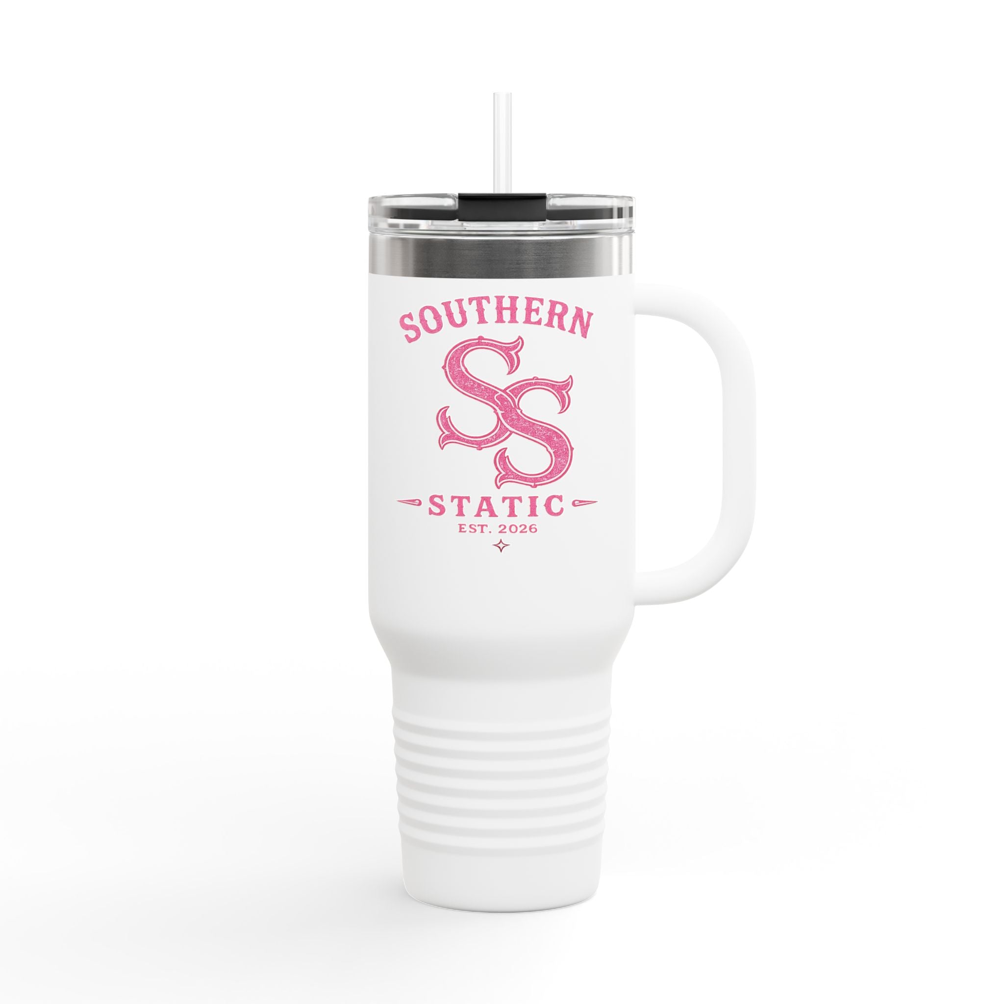 40oz Insulated Travel Mug — Southern Static Pink Logo