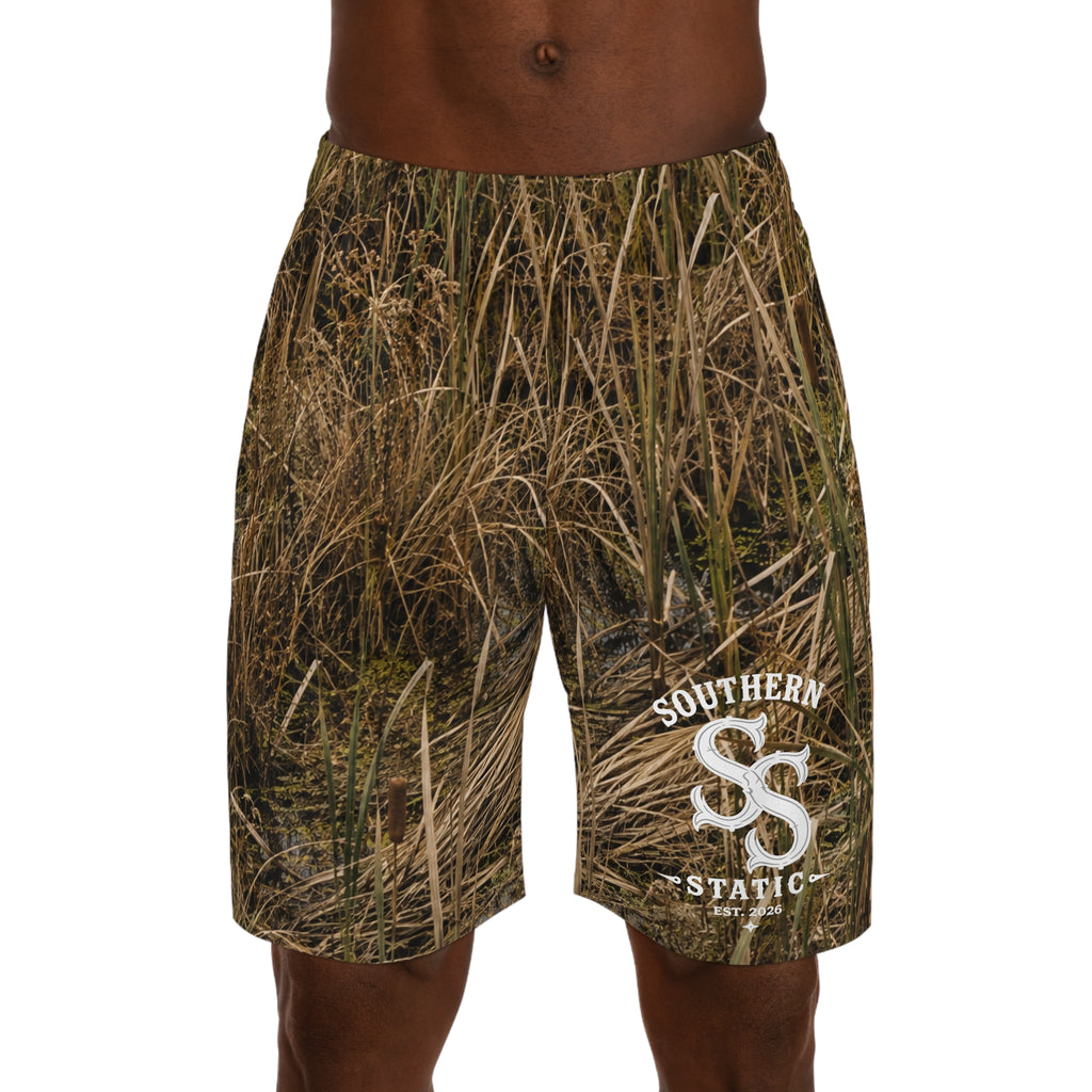 Camouflage Grass Print Jogger Shorts