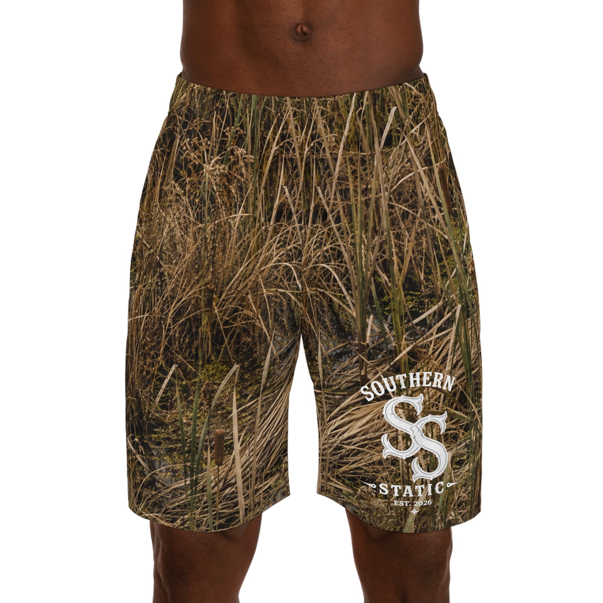 Camouflage Grass Print Jogger Shorts