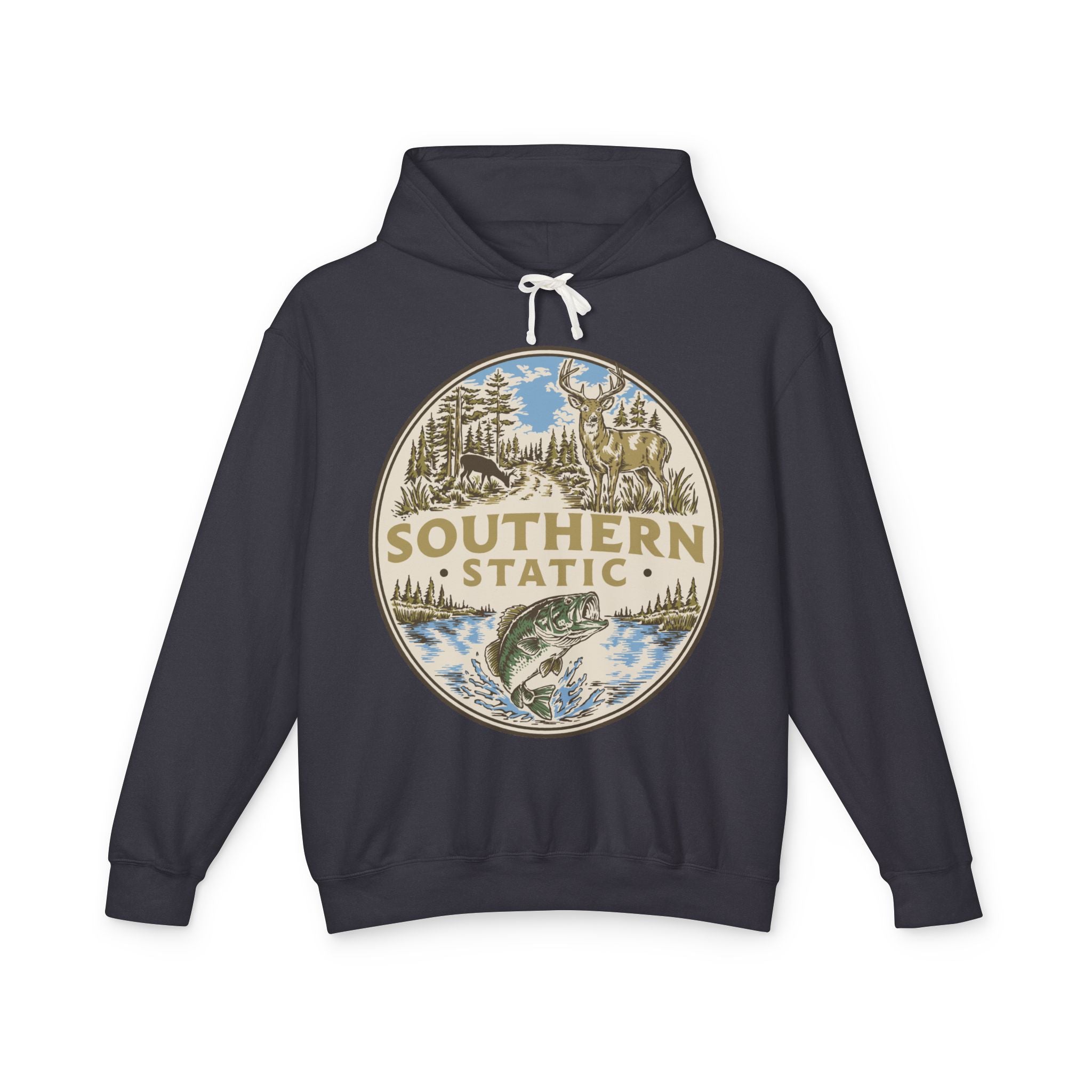 Southern Static Fishing Hoodie - Vintage Outdoors Bass Sweatshirt