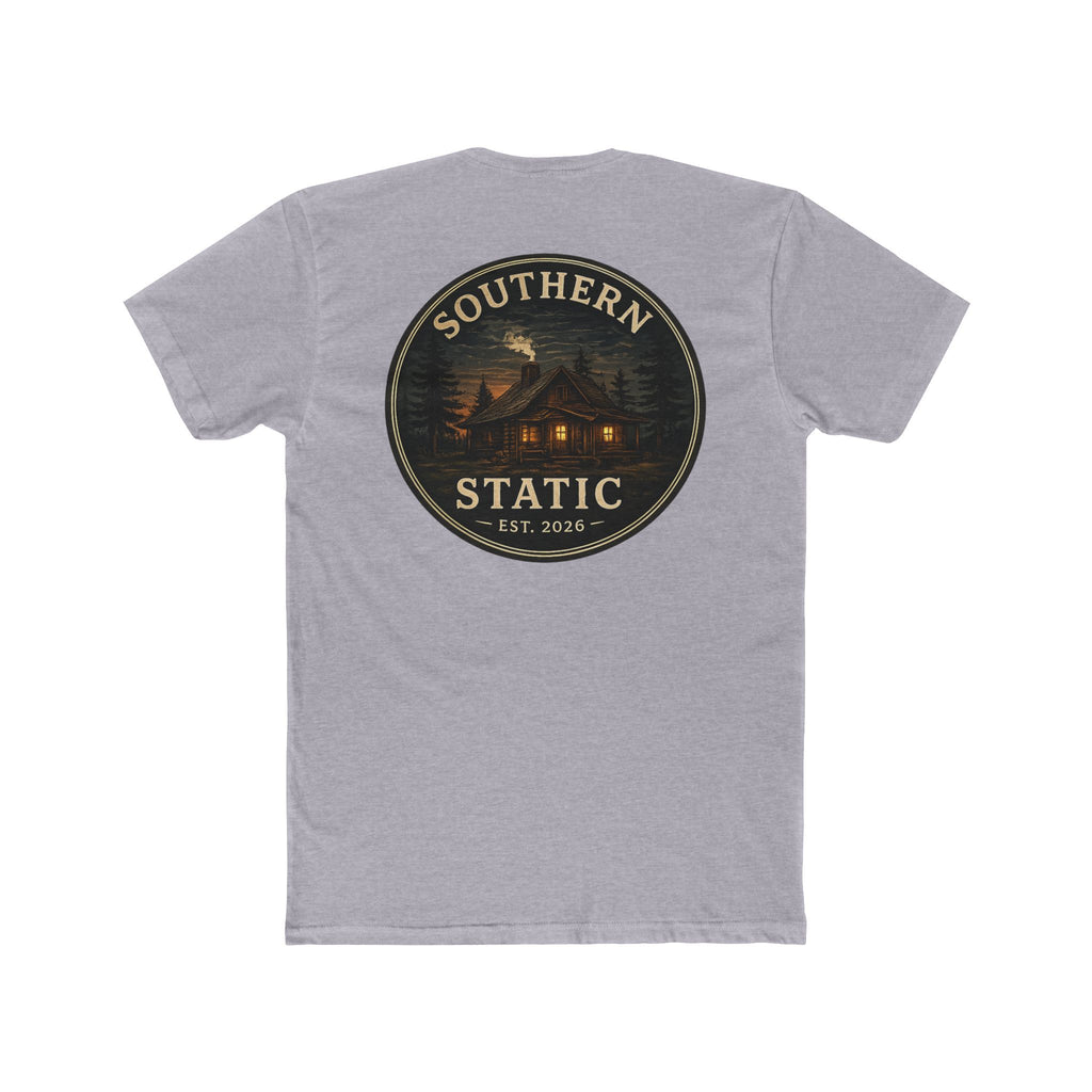 Southern Static Cabin Tee — Rustic Mountain Logo T-Shirt