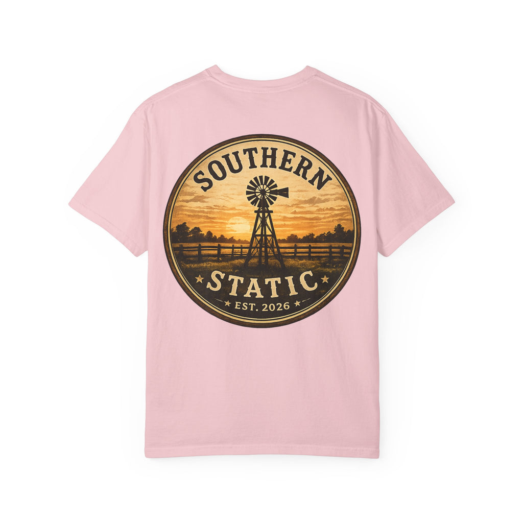 Southern Static Windmill T-Shirt — Vintage Sunset Graphic Tee