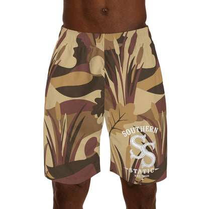 Camo Nature Print Jogger Shorts — Desert Woodland All-Over Men’s Shorts