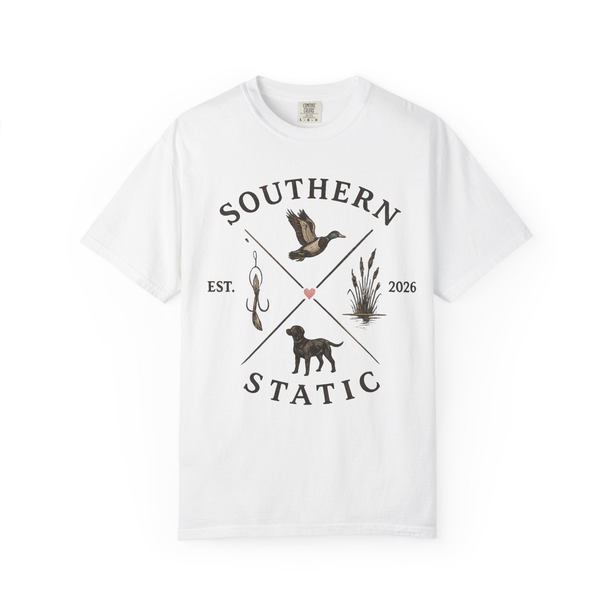 Southern Static Fishing & Hunting T-Shirt — Outdoor Dog, Duck & Marsh Graphic