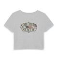 Southern Static Women's Baby Tee — Vintage American Flag Graphic Crop Top