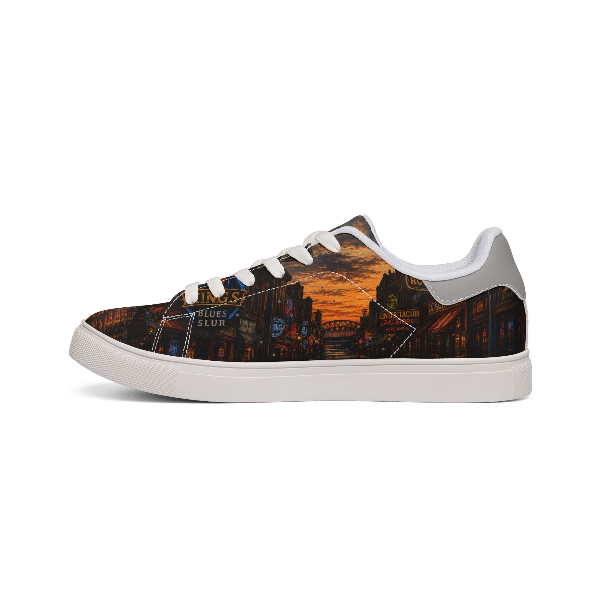 City Skyline at Dusk Sneakers | Low-Top Leather Shoes