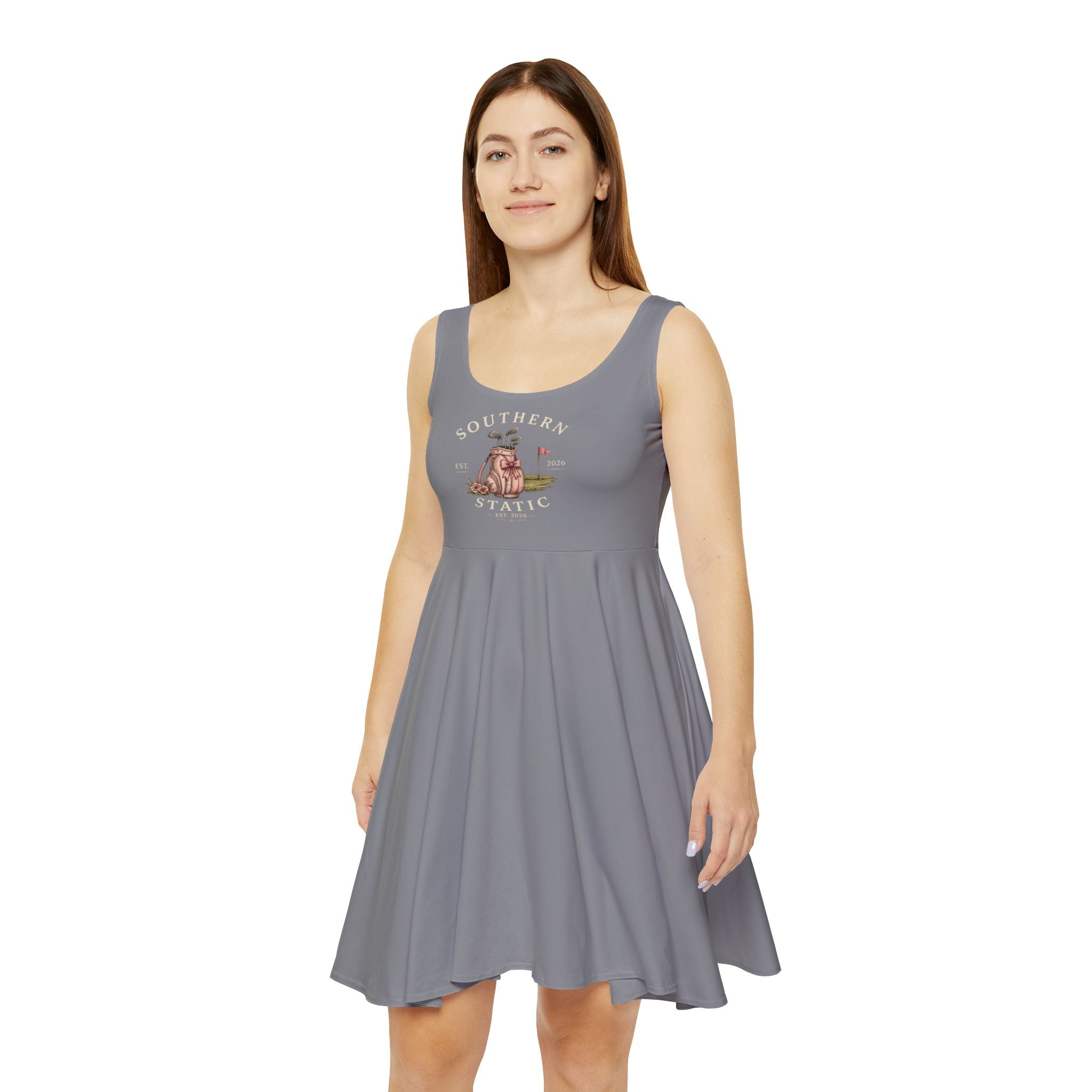 Southern Static Grey Skater Dress – Vintage Motorcycle Graphic