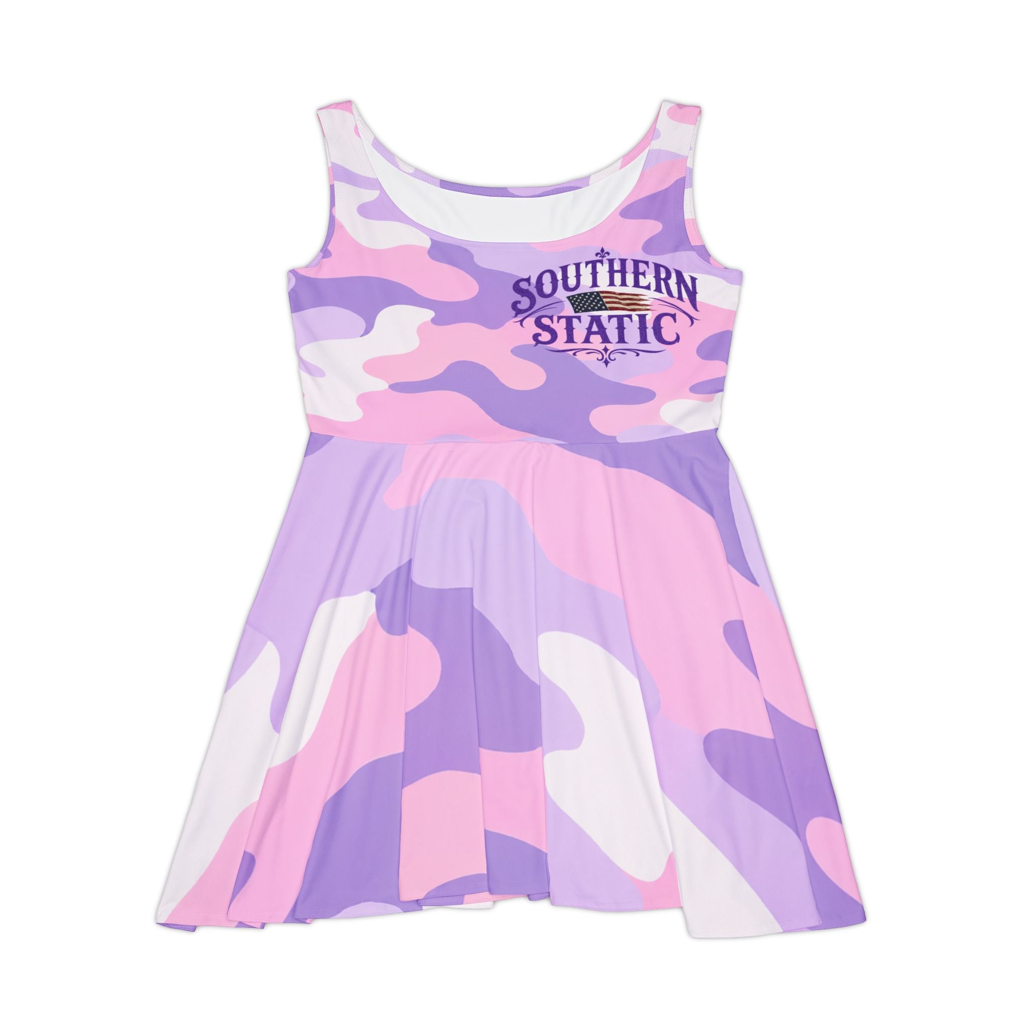 Pink Purple Camo Southern Static Skater Dress