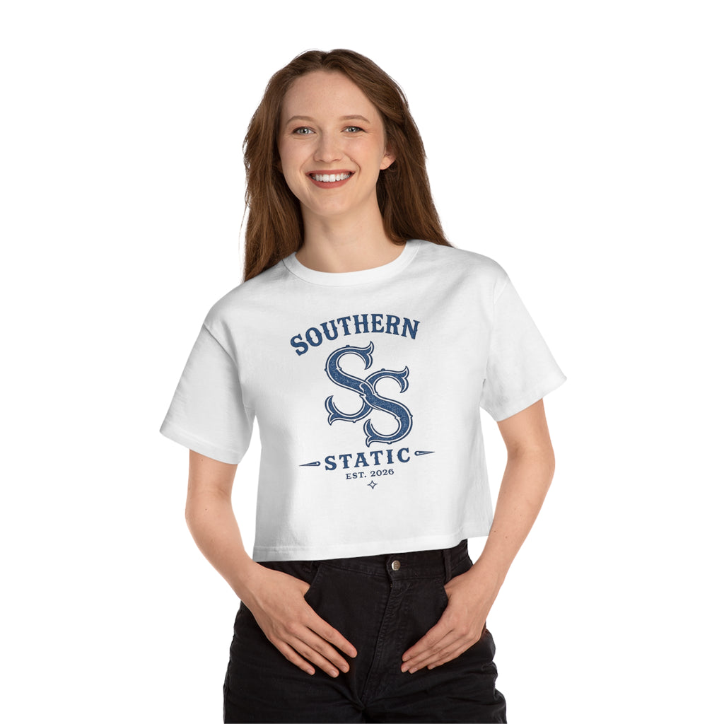 Southern Static Cropped T‑Shirt — Vintage Collegiate Logo