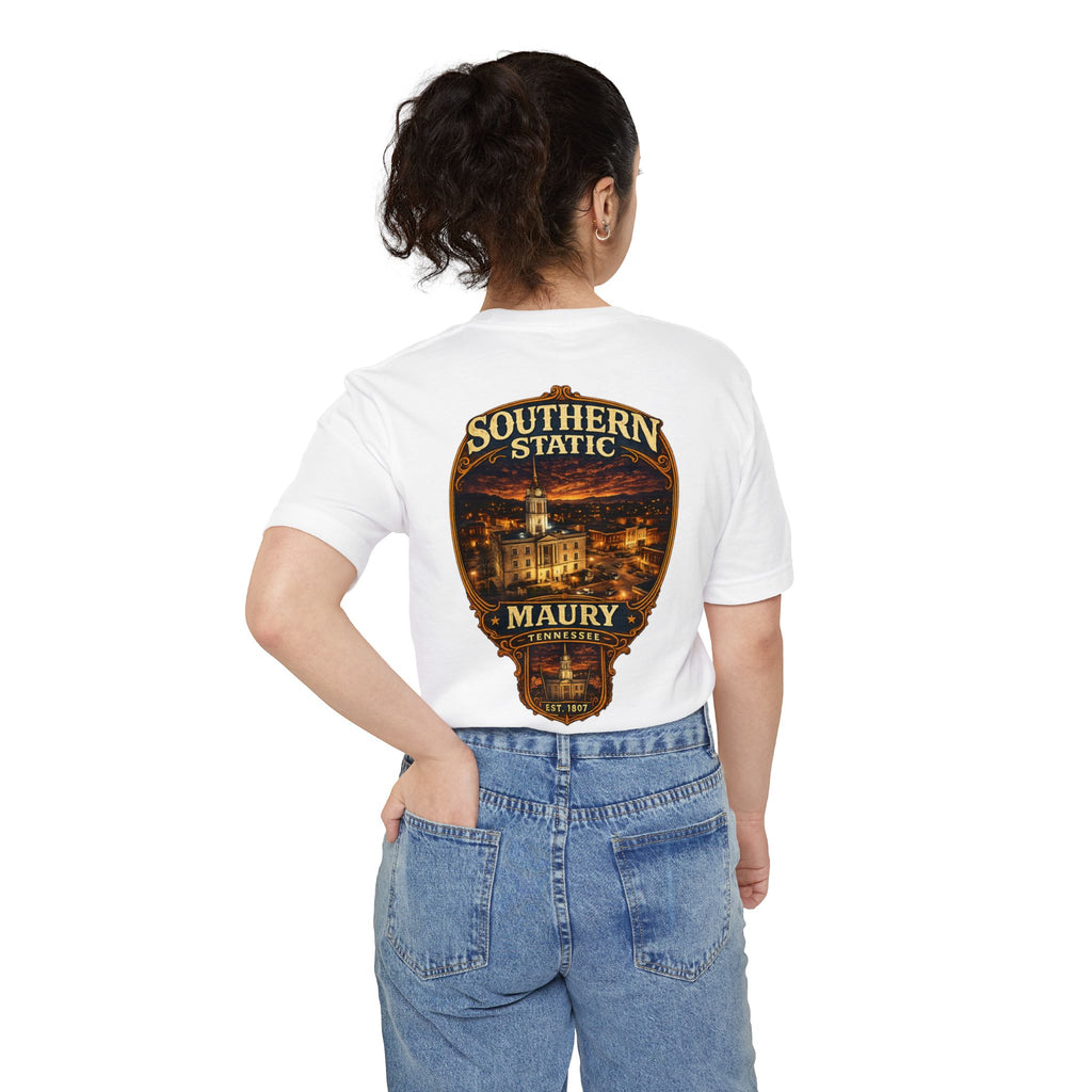 Southern Static Maury Pocket T-Shirt — Nashville Night Skyline Tee