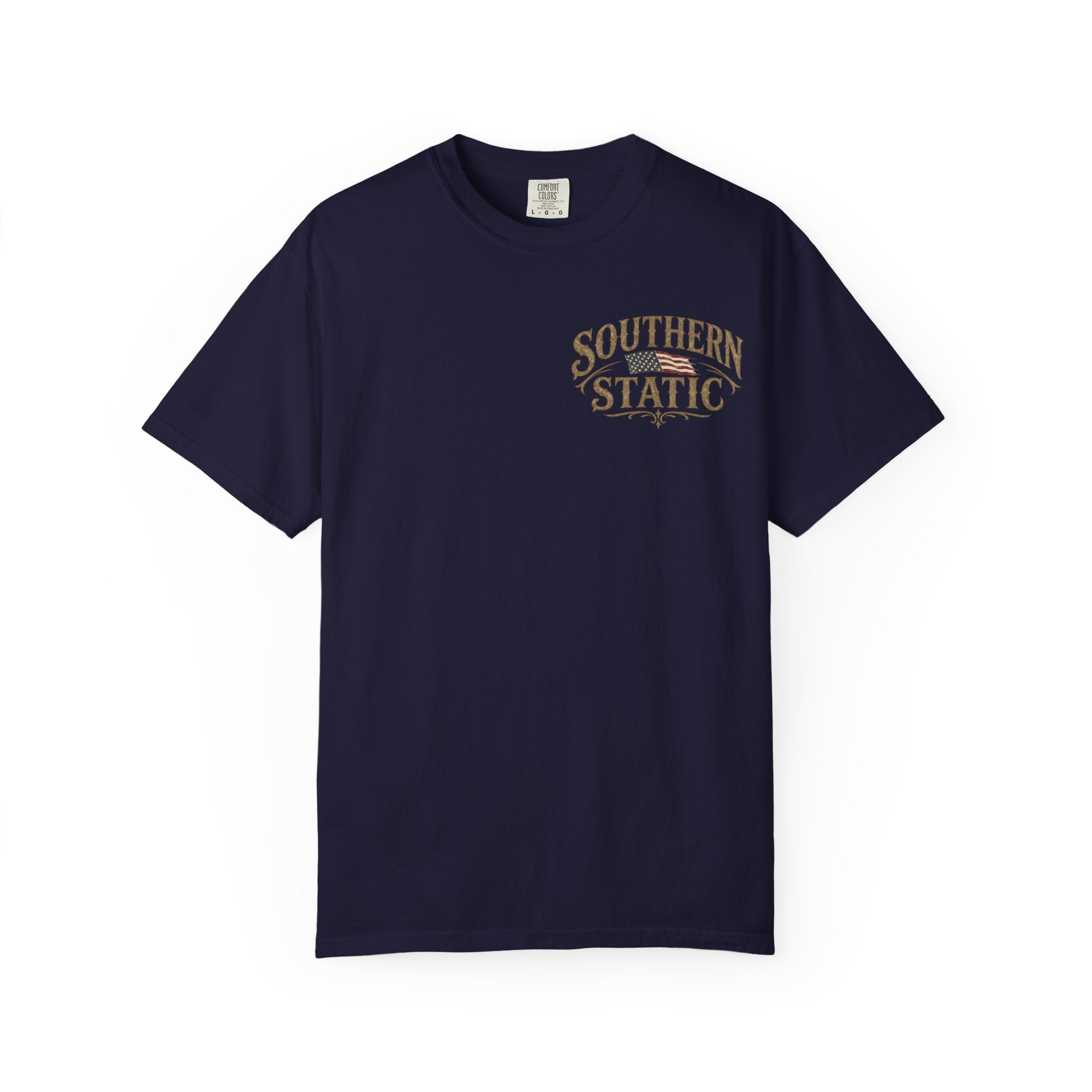 Southern Static USA Flag T-shirt | Rustic Patriotic Graphic Tee
