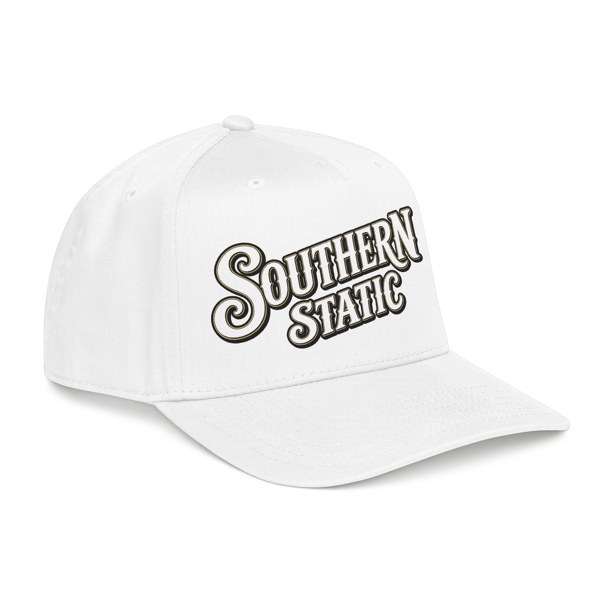 Southern Static Embroidered Baseball Cap — Vintage Script Trucker Hat