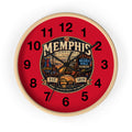 Memphis Tennessee Vintage Badge Wall Clock | Red Dial, Blues Hall Theme
