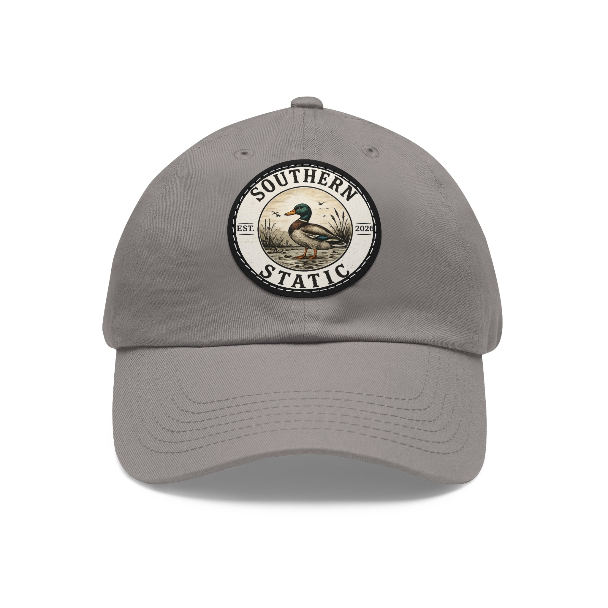 Duck Patch Dad Hat — Southern Statics Leather Round Patch Cap