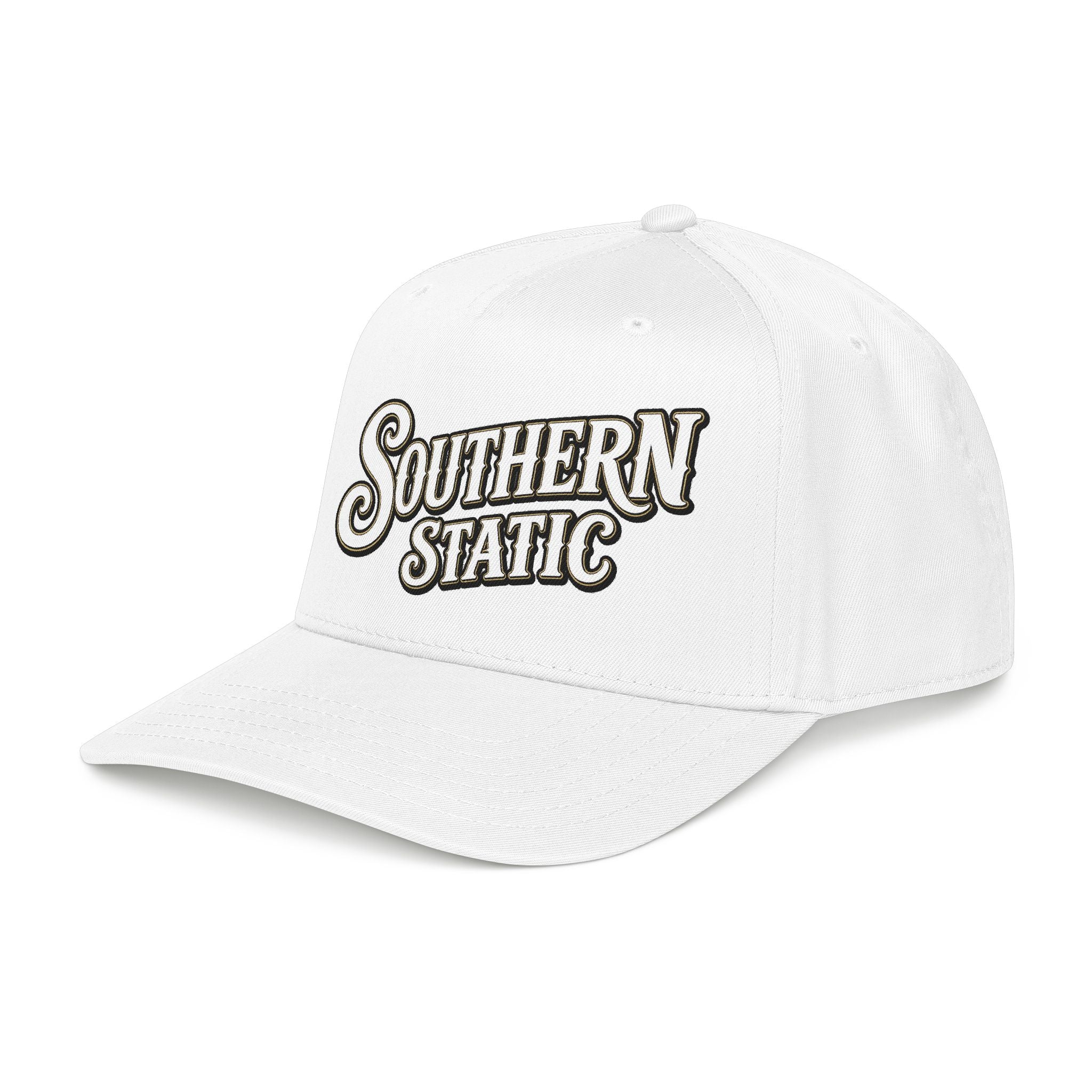 Southern Static Embroidered Baseball Cap — Vintage Script Trucker Hat