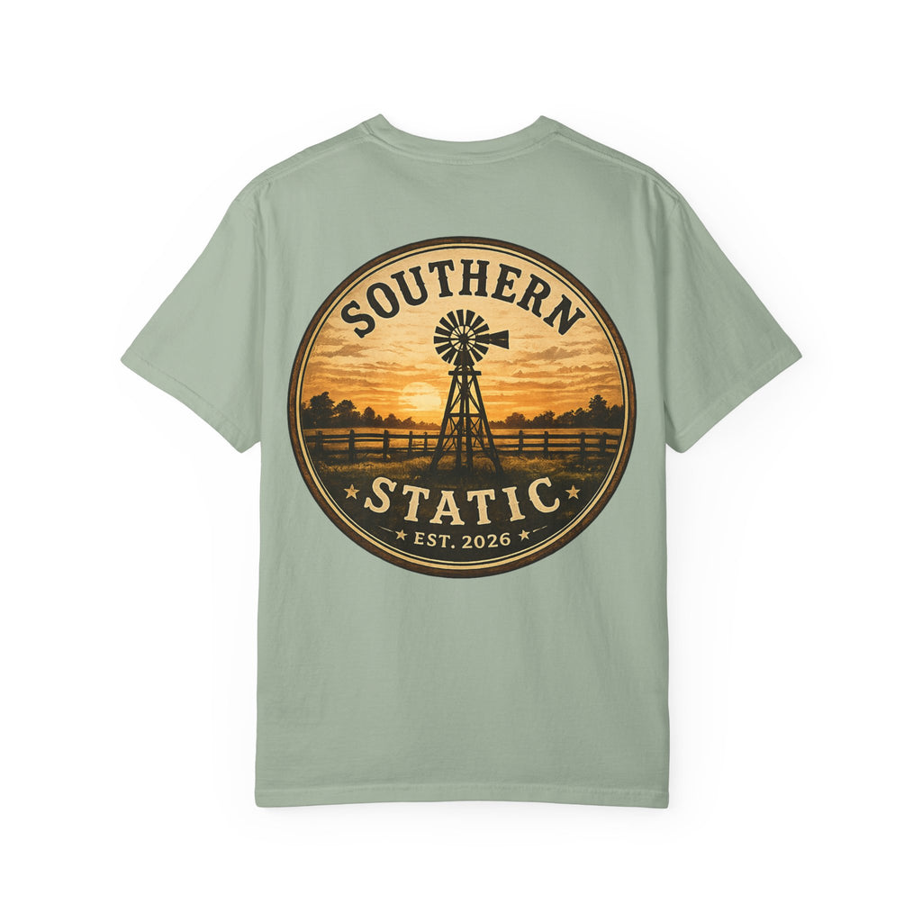 Southern Static Windmill T-Shirt — Vintage Sunset Graphic Tee