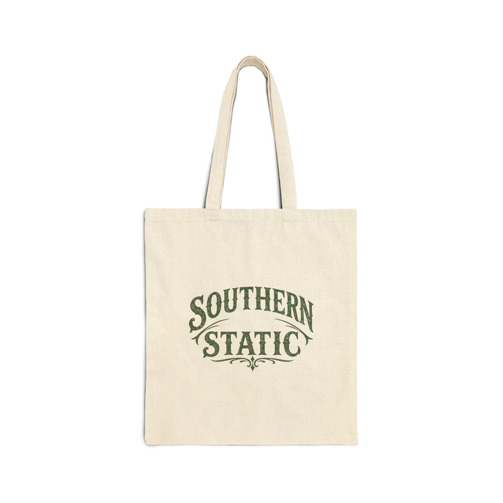 Southern Static tote bag | vintage script logo, canvas market tote