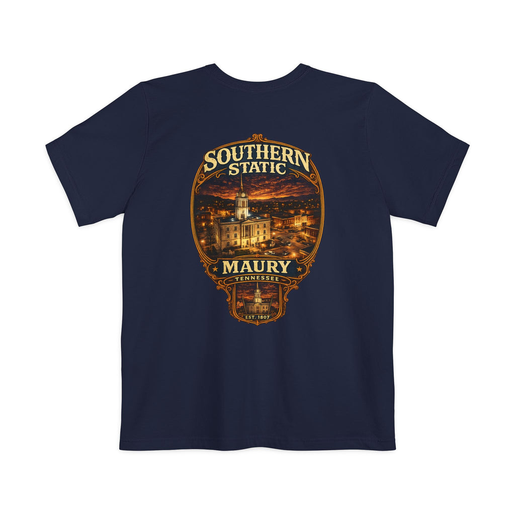 Southern Static Maury Pocket T-Shirt — Nashville Night Skyline Tee