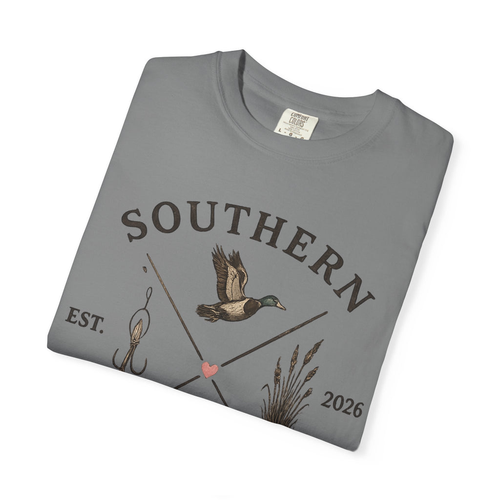 Southern Static Fishing & Hunting T-Shirt — Outdoor Dog, Duck & Marsh Graphic