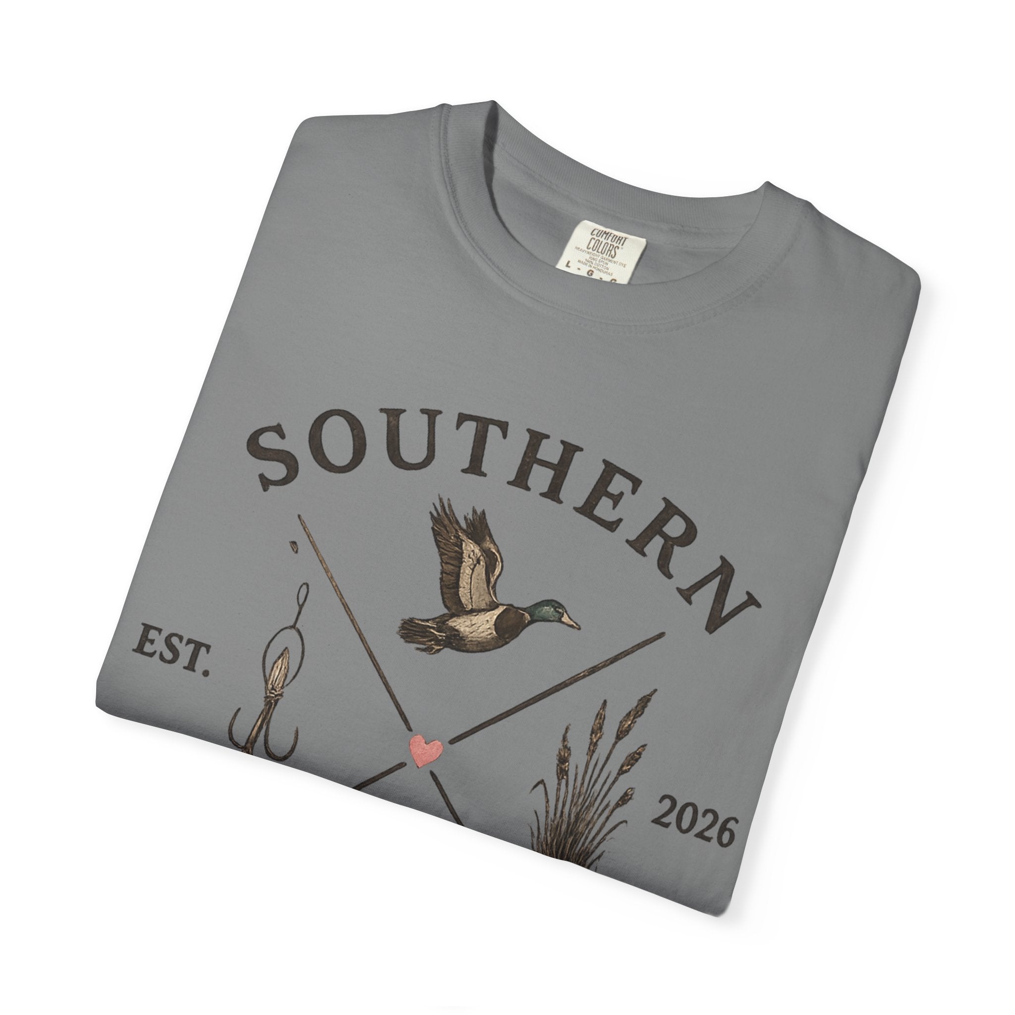 Southern Static Fishing & Hunting T-Shirt — Outdoor Dog, Duck & Marsh Graphic