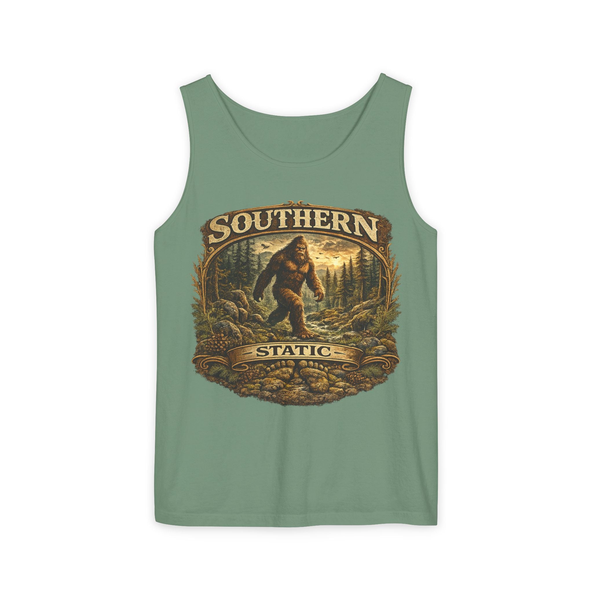 Southern Static Bigfoot Tank Top | Sasquatch Forest Vintage Design