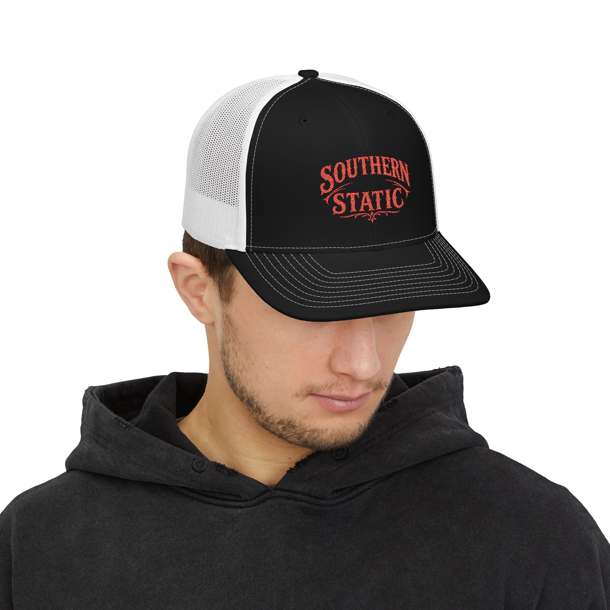 Southern Static Snapback Cap | Trucker Hat, Embroidered Logo, Retro Country