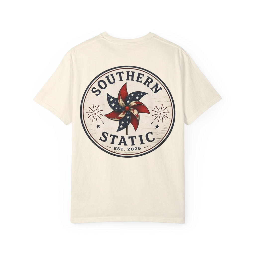 Southern Static Pinwheel T-Shirt — Patriotic Retro Graphic Tee
