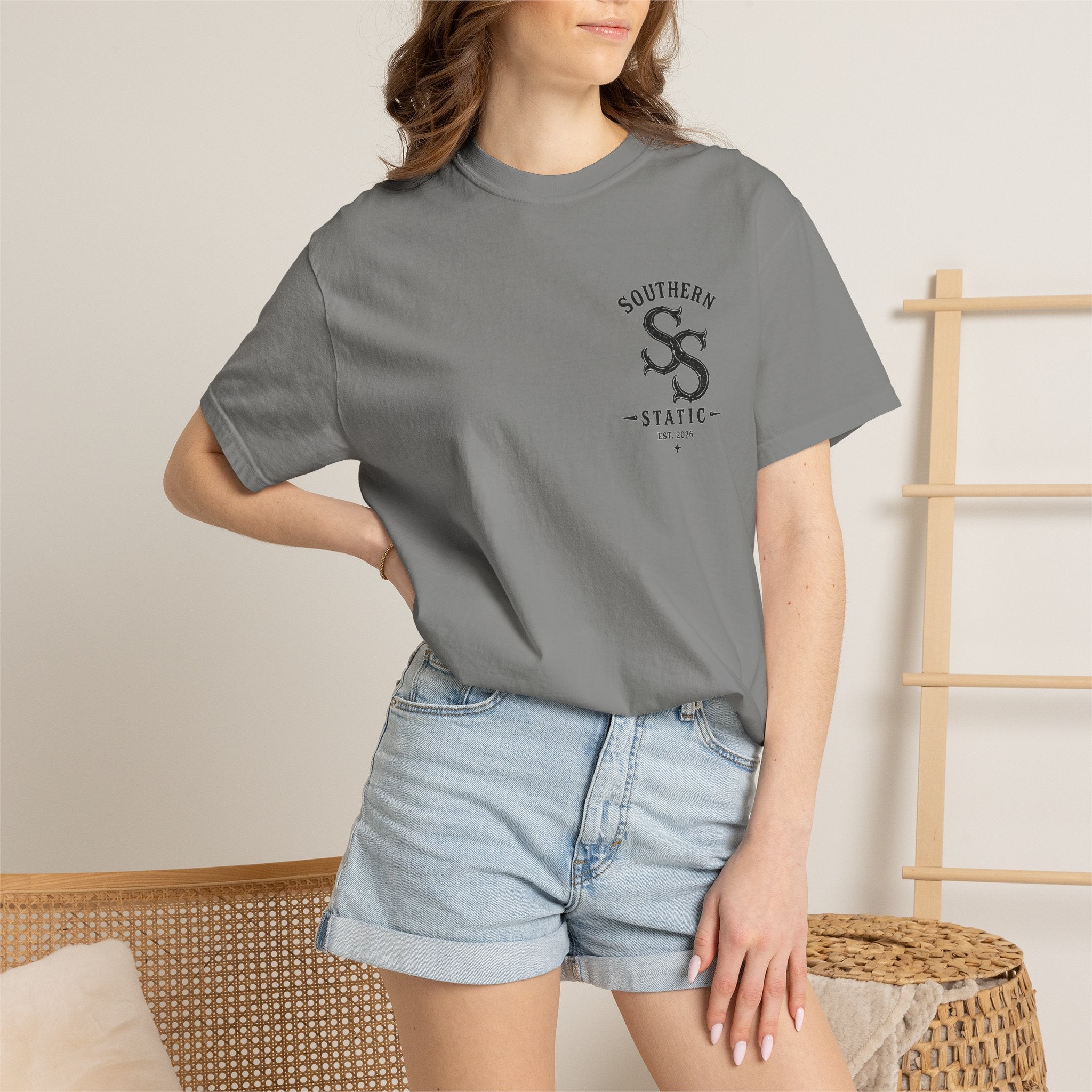 Southern Static Vintage Shield T‑Shirt — 'Southern Static' Logo Tee