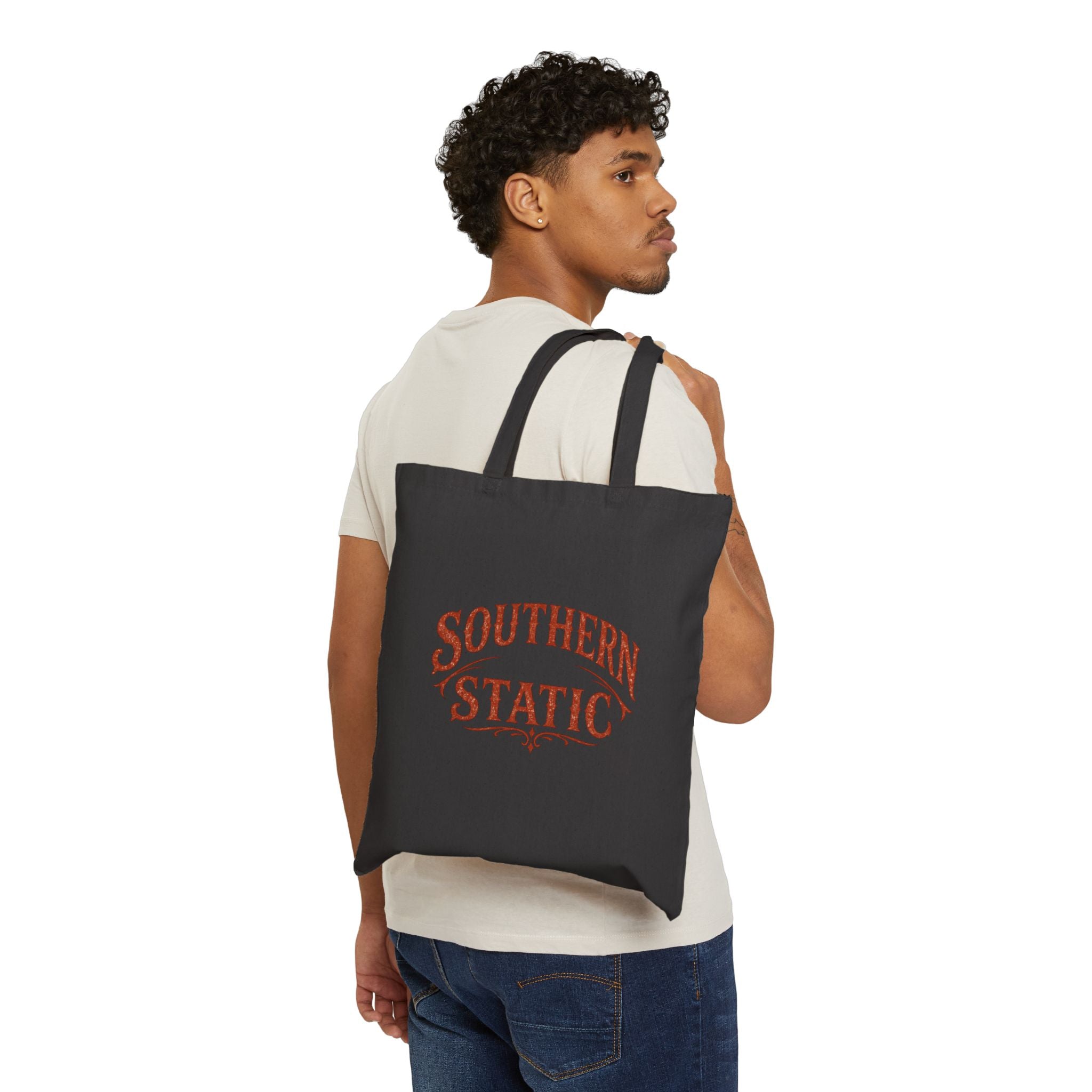 Southern Static Tote Bag | Vintage Western Logo canvas tote