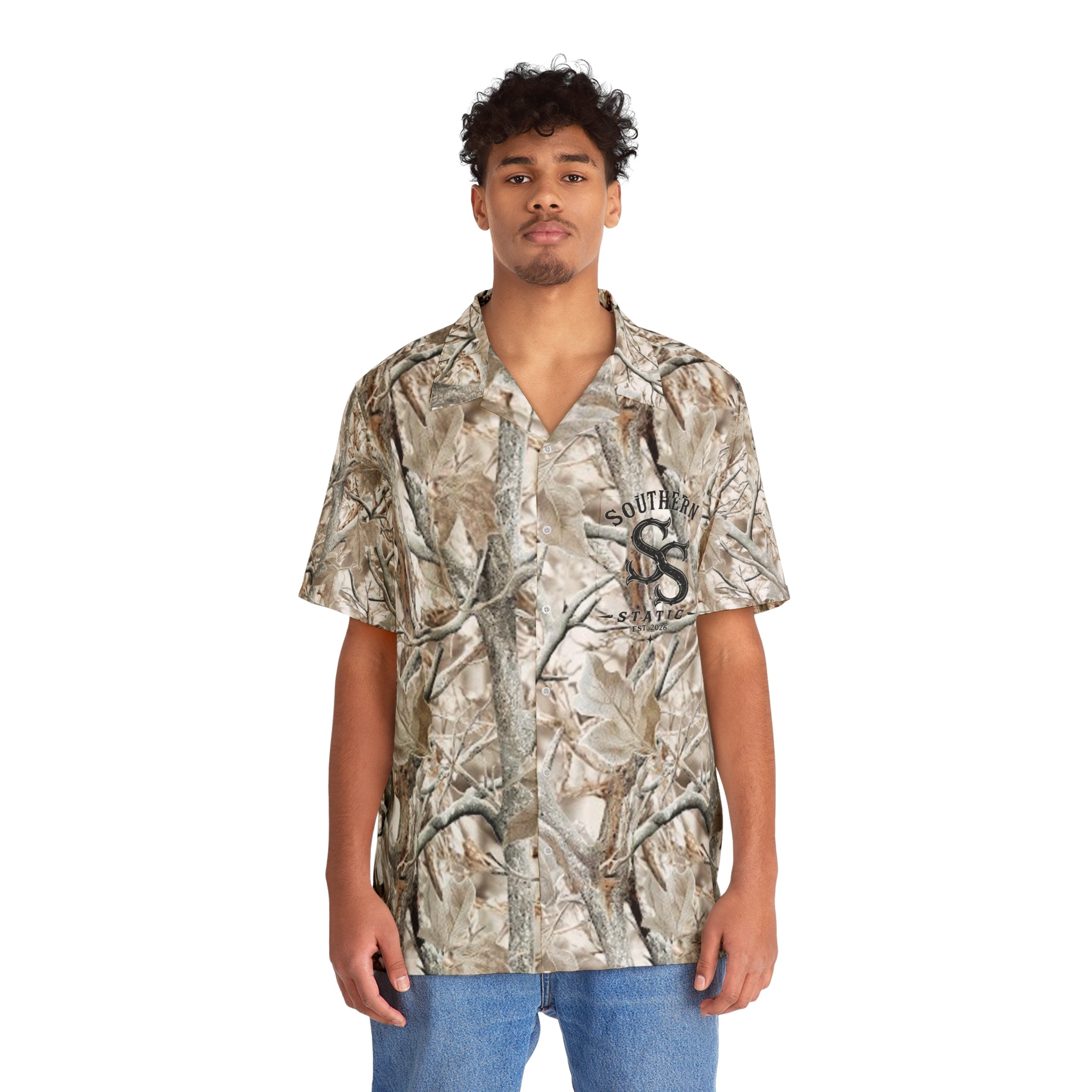 Camo Hawaiian Shirt — Southern States Logo All-Over Print