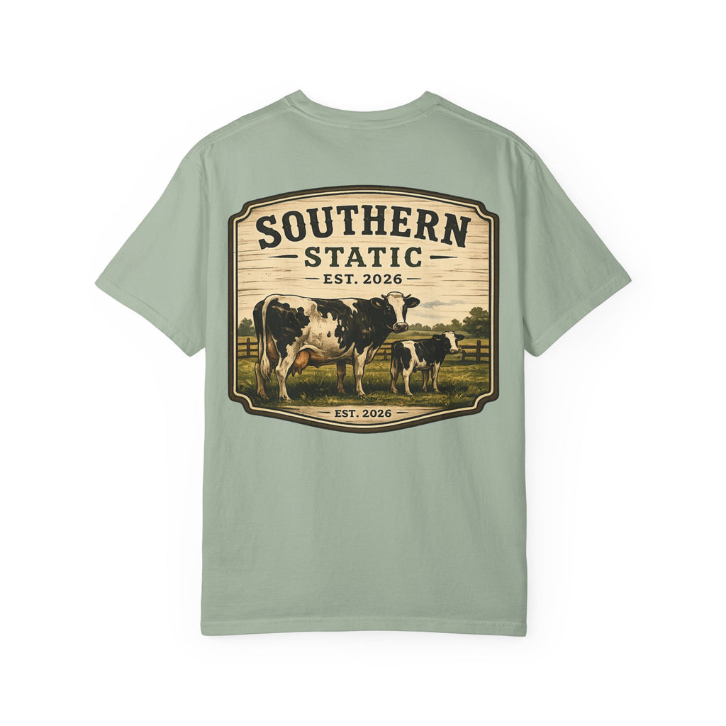 Southern Static Cow Farm T-Shirt — Vintage Ranch Graphic Tee