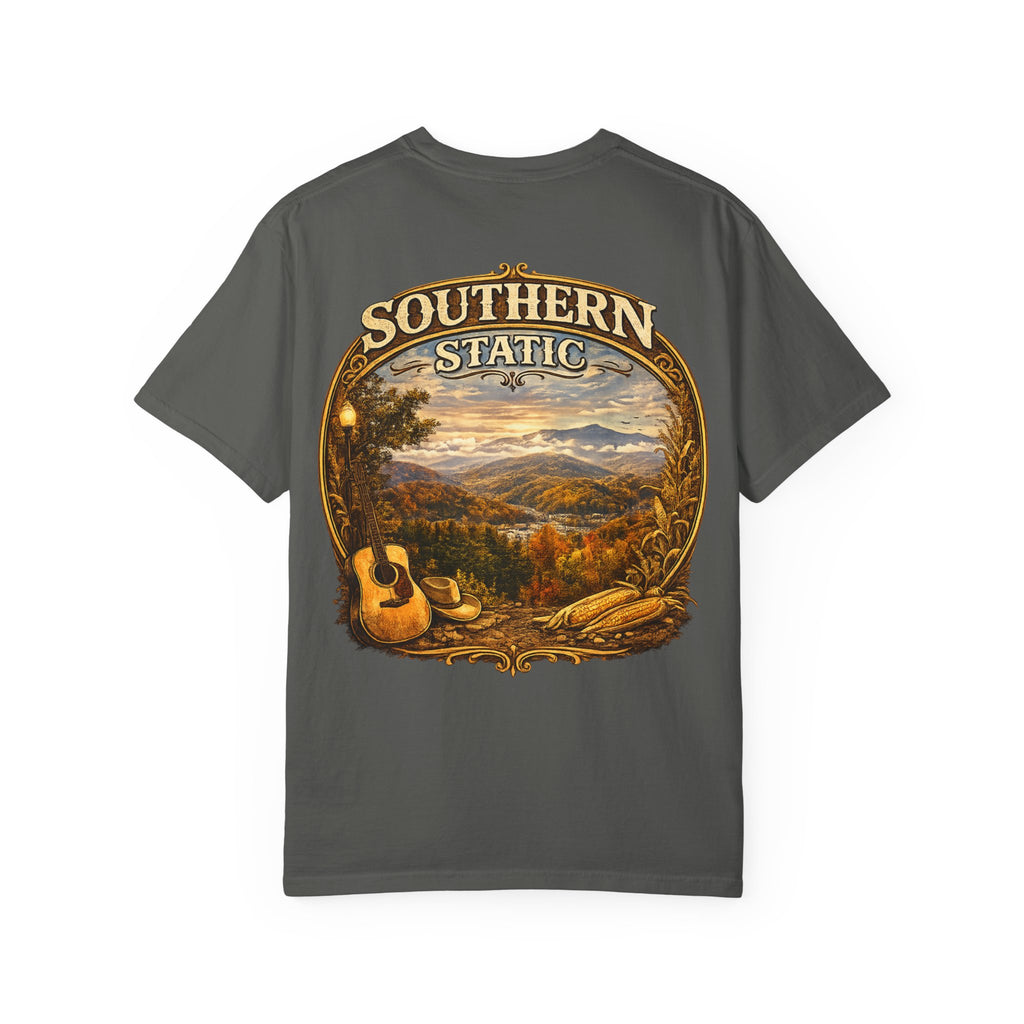 Southern Static landscape guitar sunset T-Shirt | country mountain scene