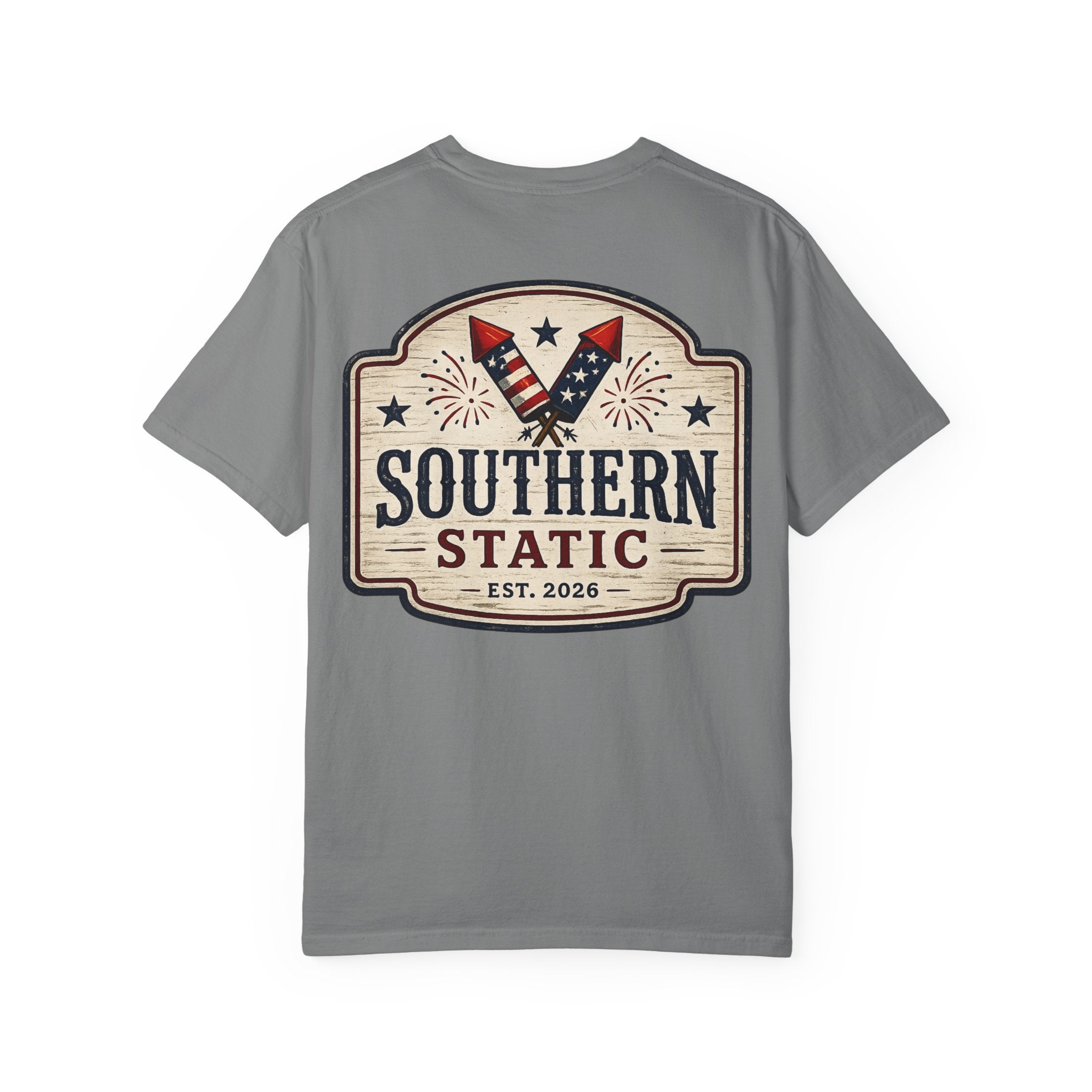 Men’s Southern Static T-Shirt — Patriotic Fireworks Logo Tee