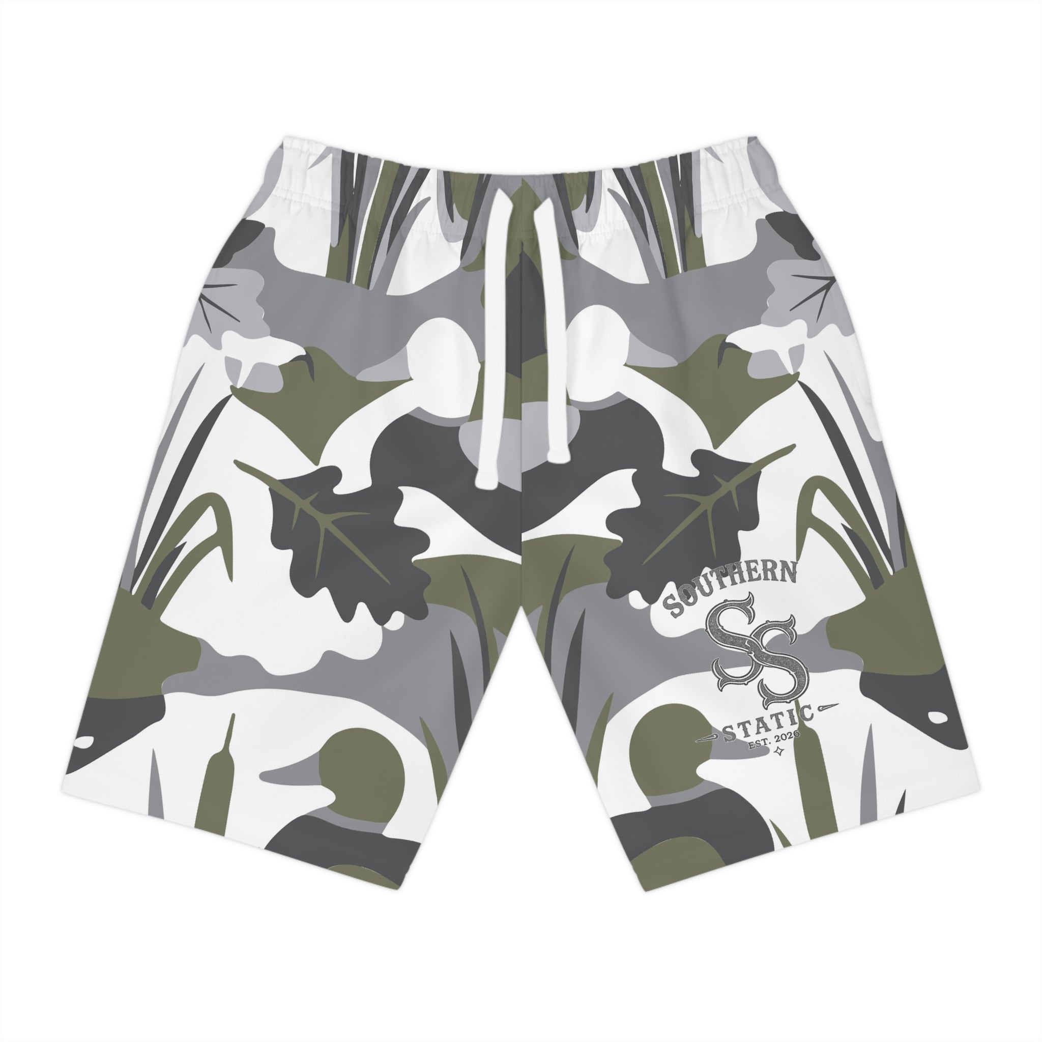 Camouflage Wetland Athletic Shorts — Duck & Reeds Camo Print
