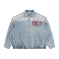 Unisex Vintage Wash Full-Zip Denim Jacket