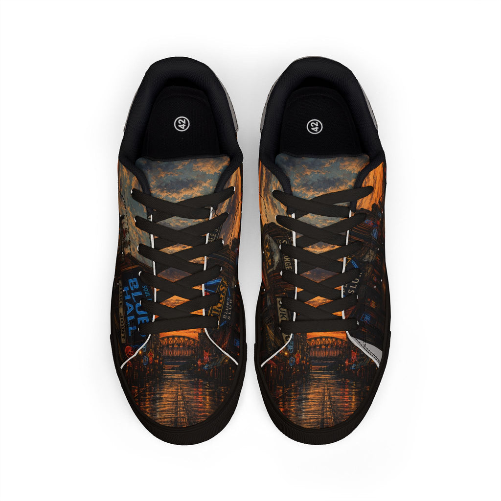 City Skyline at Dusk Sneakers | Low-Top Leather Shoes