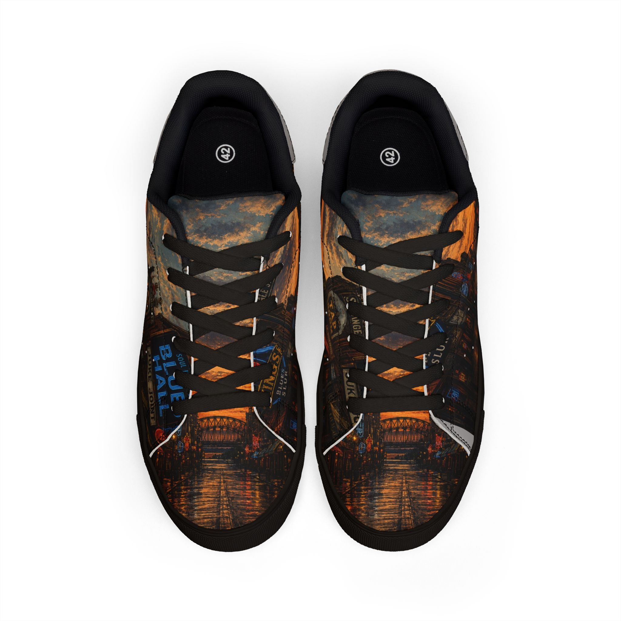 City Skyline at Dusk Sneakers | Low-Top Leather Shoes