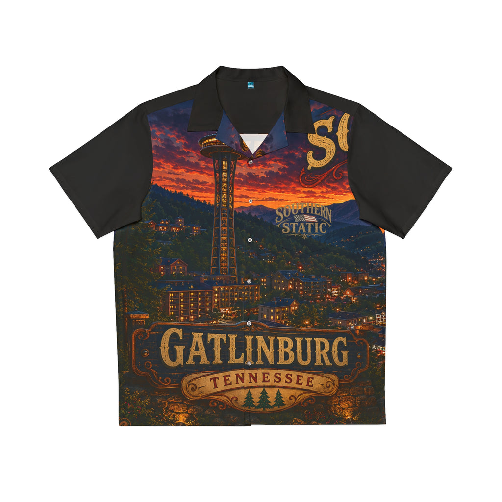 Sunset City Street Scene Hawaiian Shirt | Retro Neon Skyline AOP