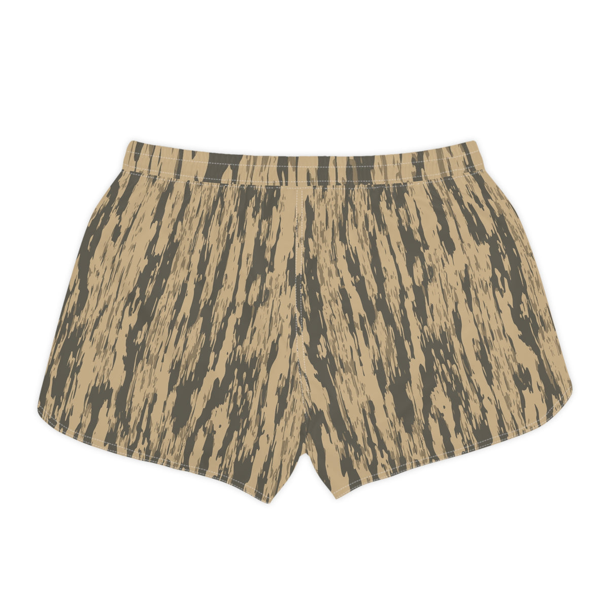 Women’s Casual Shorts — Beige Camo Tiger Stripe Print with 'SS' Logo