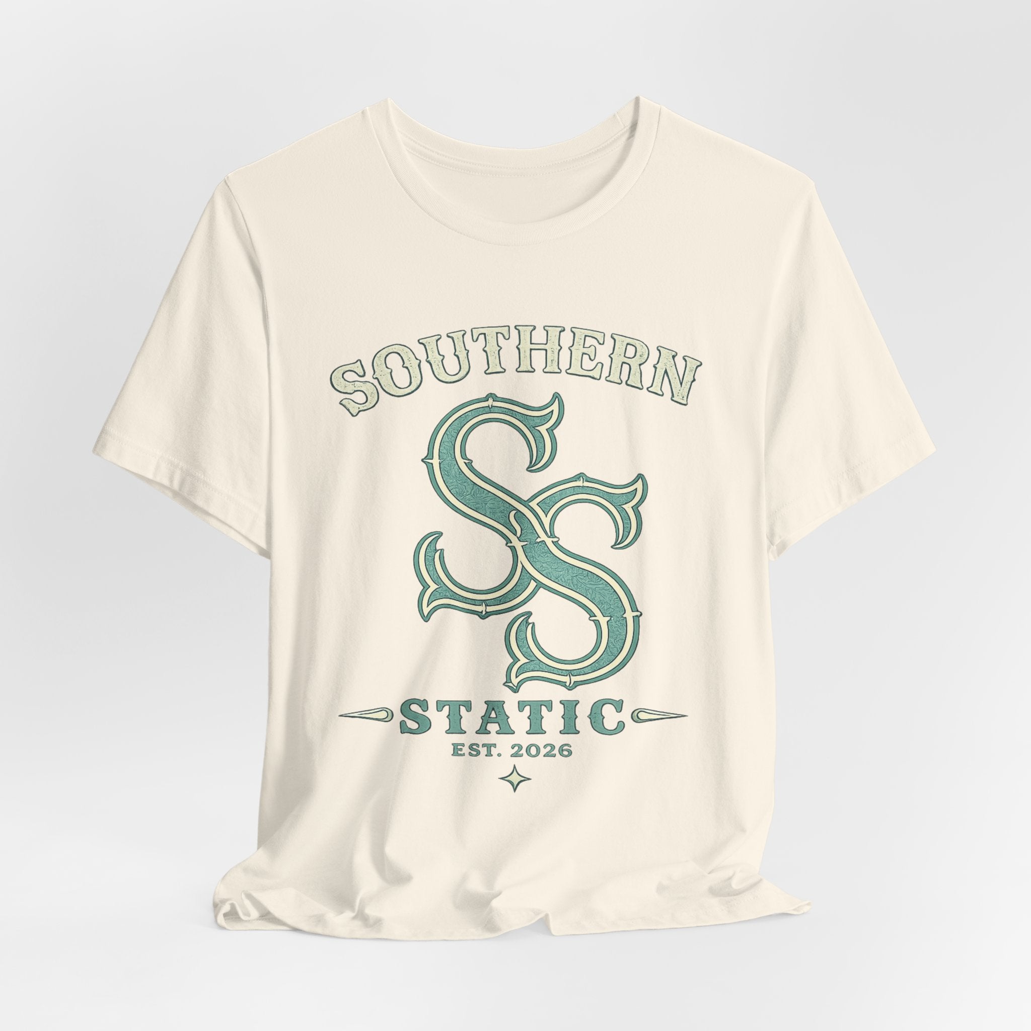Southern Static Logo Tee — Retro Green Graphic T-Shirt