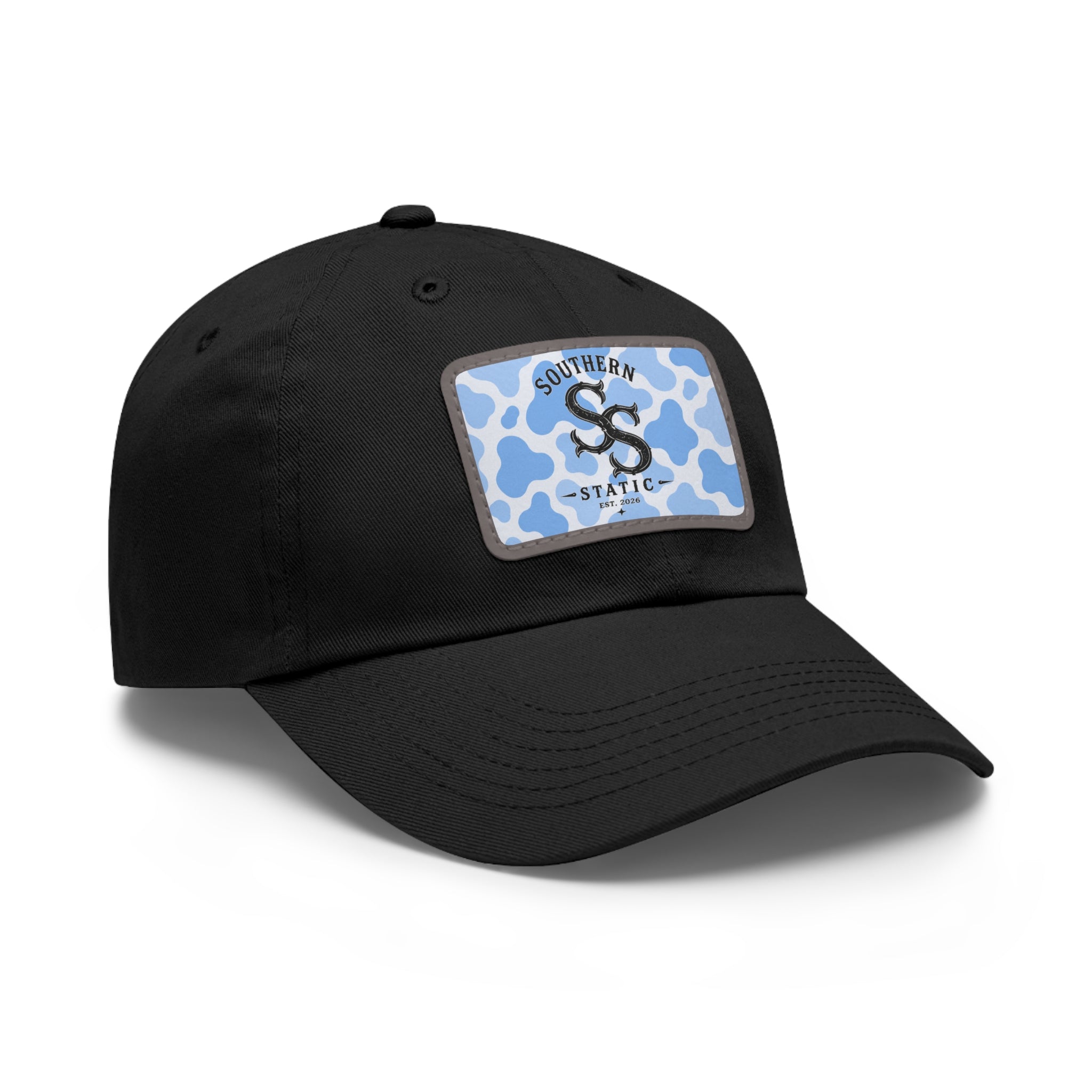 Southern Static Blue Camo Leather Patch Dad Hat