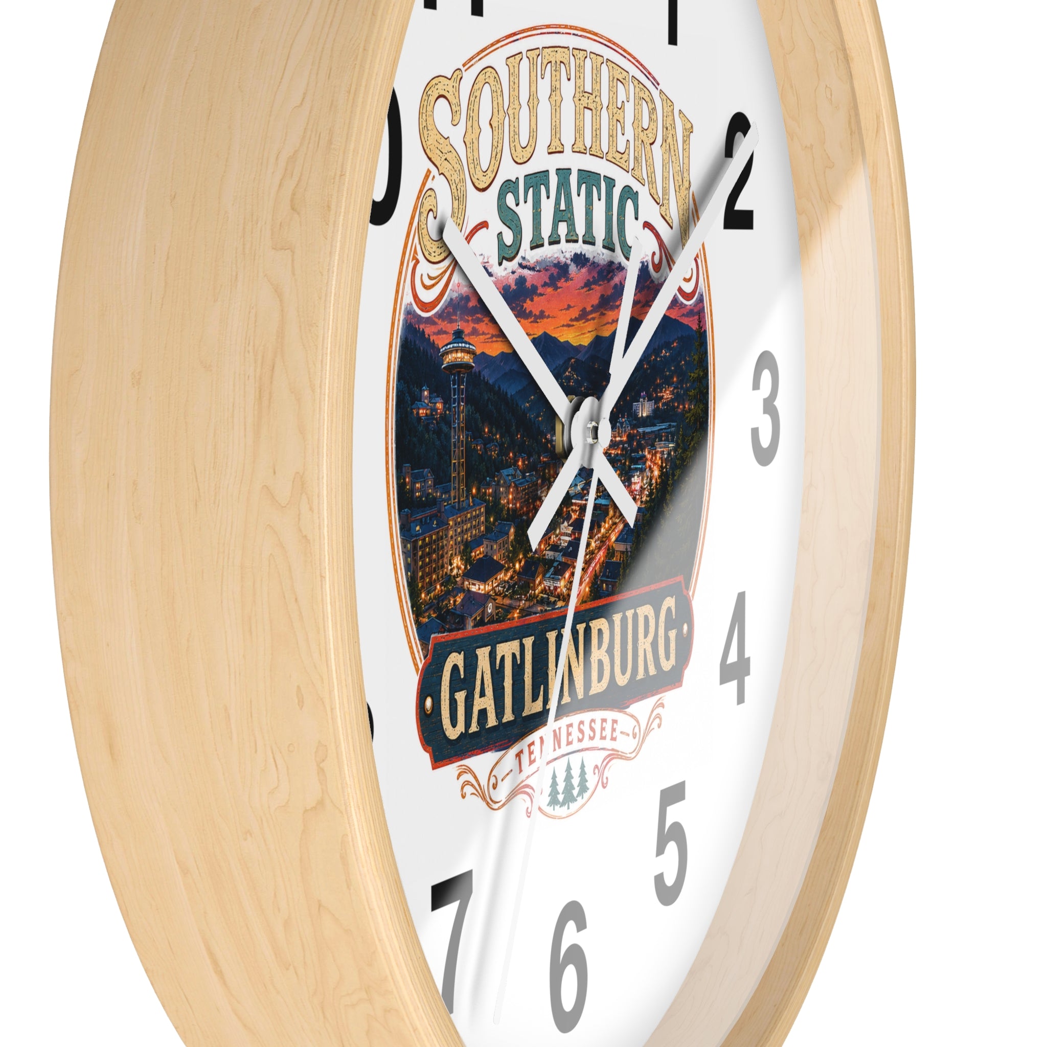 Gatlinburg Tennessee Nightscape Wall Clock | Southern Static Skyline