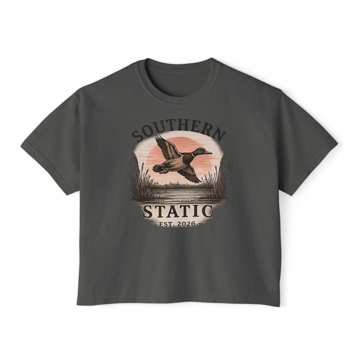 Southern Static Duck Tee — Women's Boxy Hunting Shirt