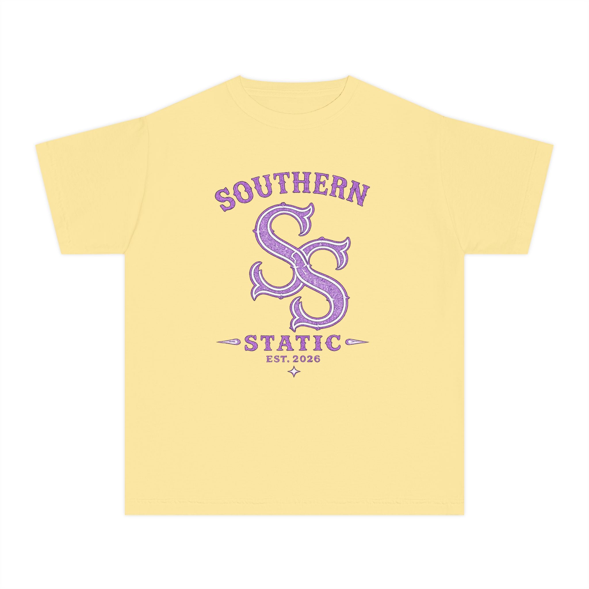 Southern Static Youth Tee — Yellow Graphic SS Logo Shirt