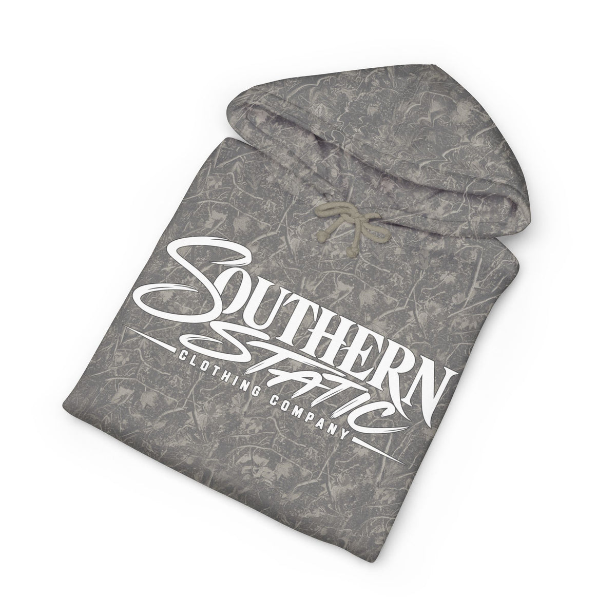 Southern Static Camo Hoodie — Outdoor Hunting Hoodie with Orange Logo