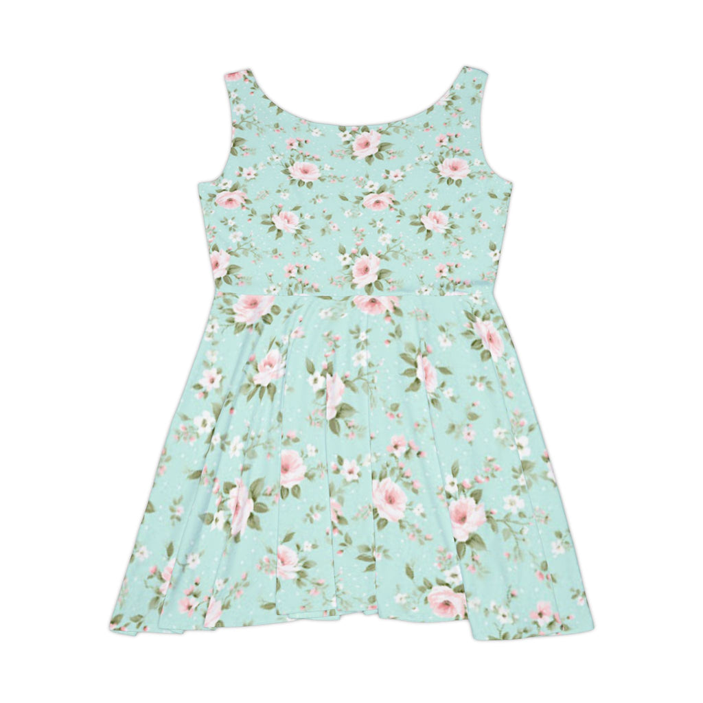 Floral Mint Skater Dress — Vintage Rose AOP