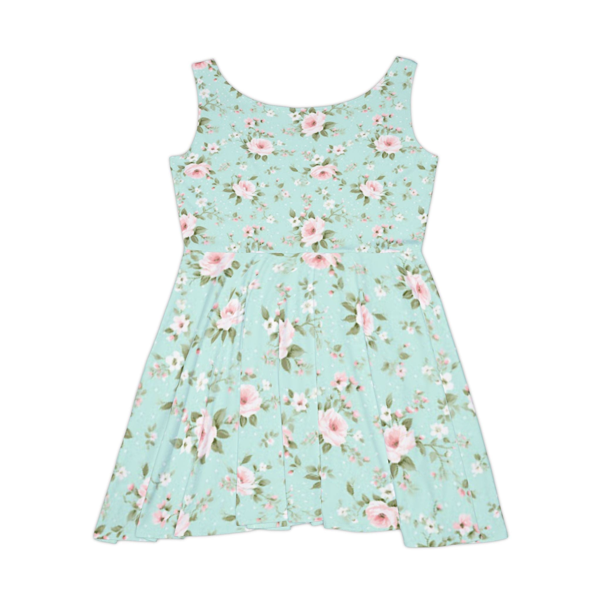 Floral Mint Skater Dress — Vintage Rose AOP